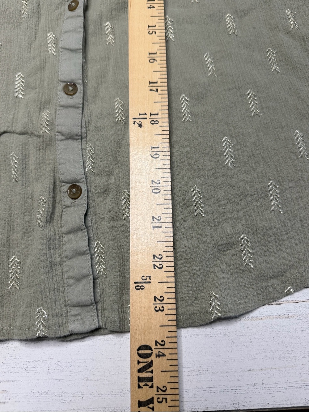 Anthropologie Vanessa Virginia Women 4 Olive Embroidered Cotton Button Front Top - Picture 9 of 10